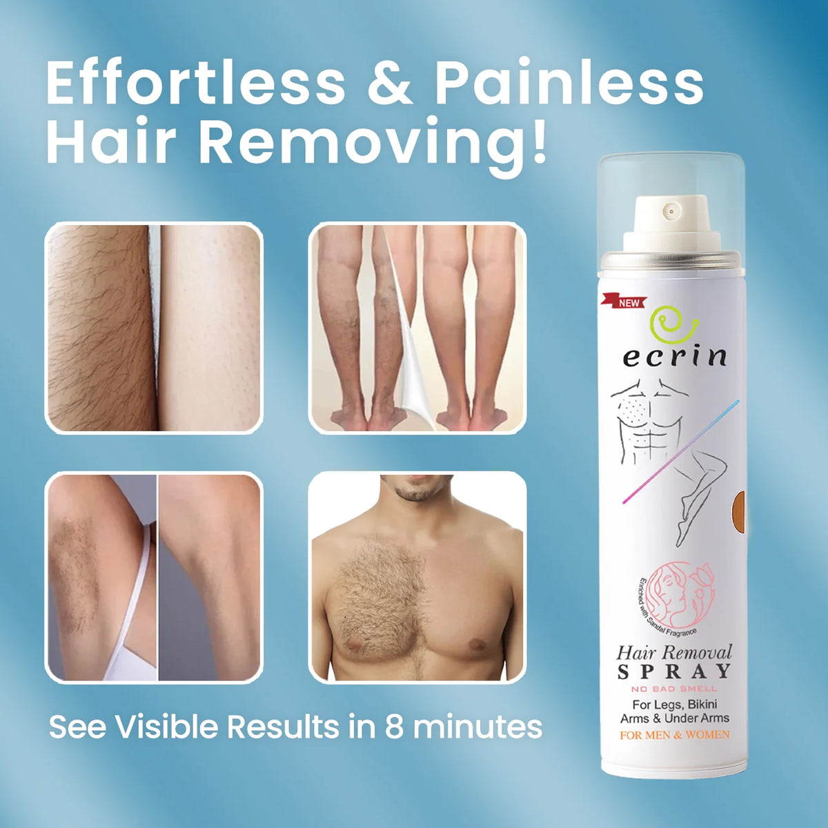 NEW Ecrin Hair Removal Foaming Spray - Advance Formula with Refreshing Fragrance